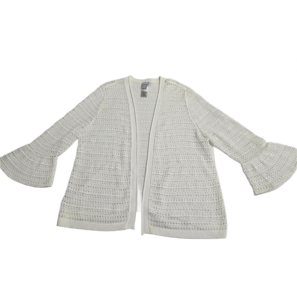 Chico's   Women's 2 (L)  Open- Front   Cardigan    White